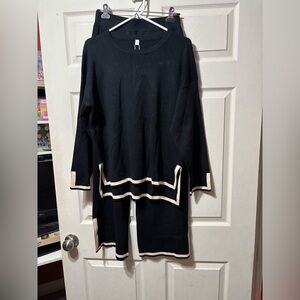 Black and Cream Long Sleeve Sweater Tracksuit